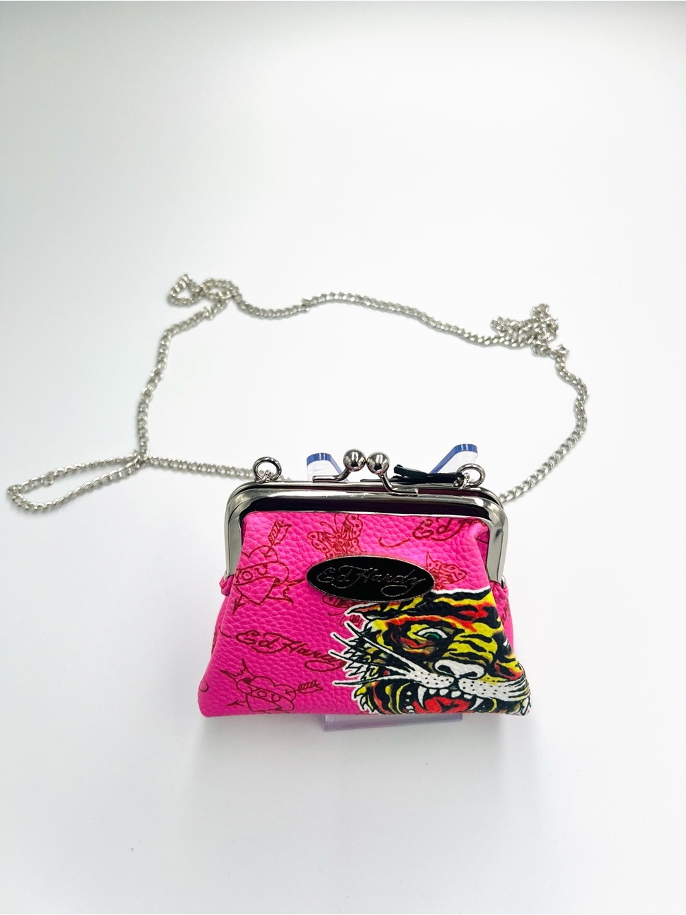 Ed Hardy Pink Tiger Kiss-Lock Mini Crossbody Bag NWT